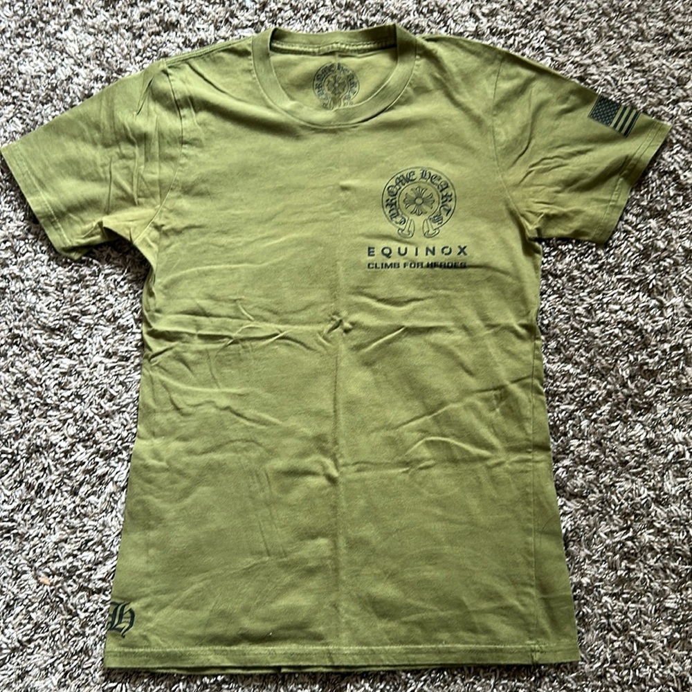 Chrome Hearts Staff Unisex Olive Climb For Heroes Short Sleeve Shirt 2019